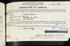 Certificate of arrival